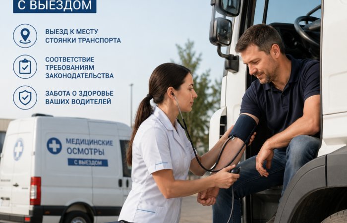Предрейсовые и послерейсовые медицинские осмотры с выездом